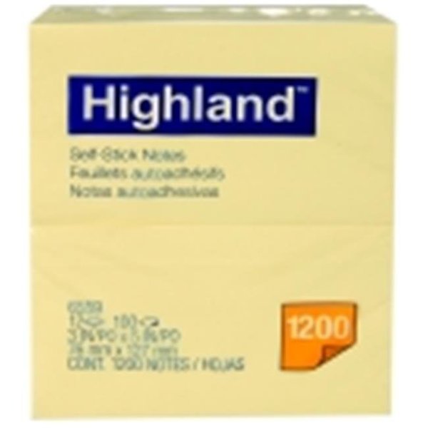 3M Highland 3 x 5 in. Self-Stick Note - Yellow; Pack 12 1434840
